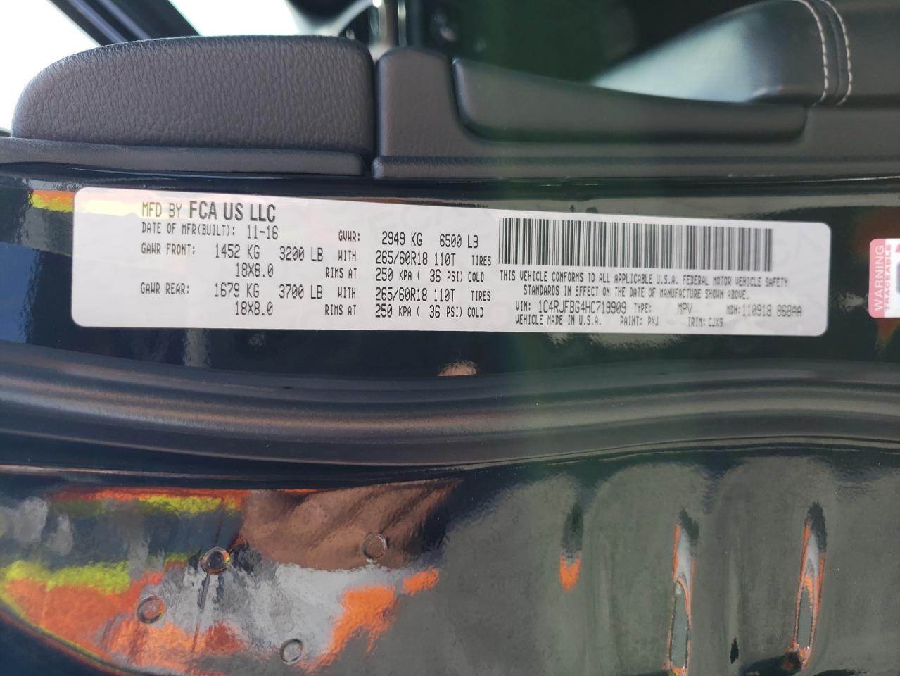 1C4RJFBG4HC719909 2017 Jeep Grand Cherokee Limited