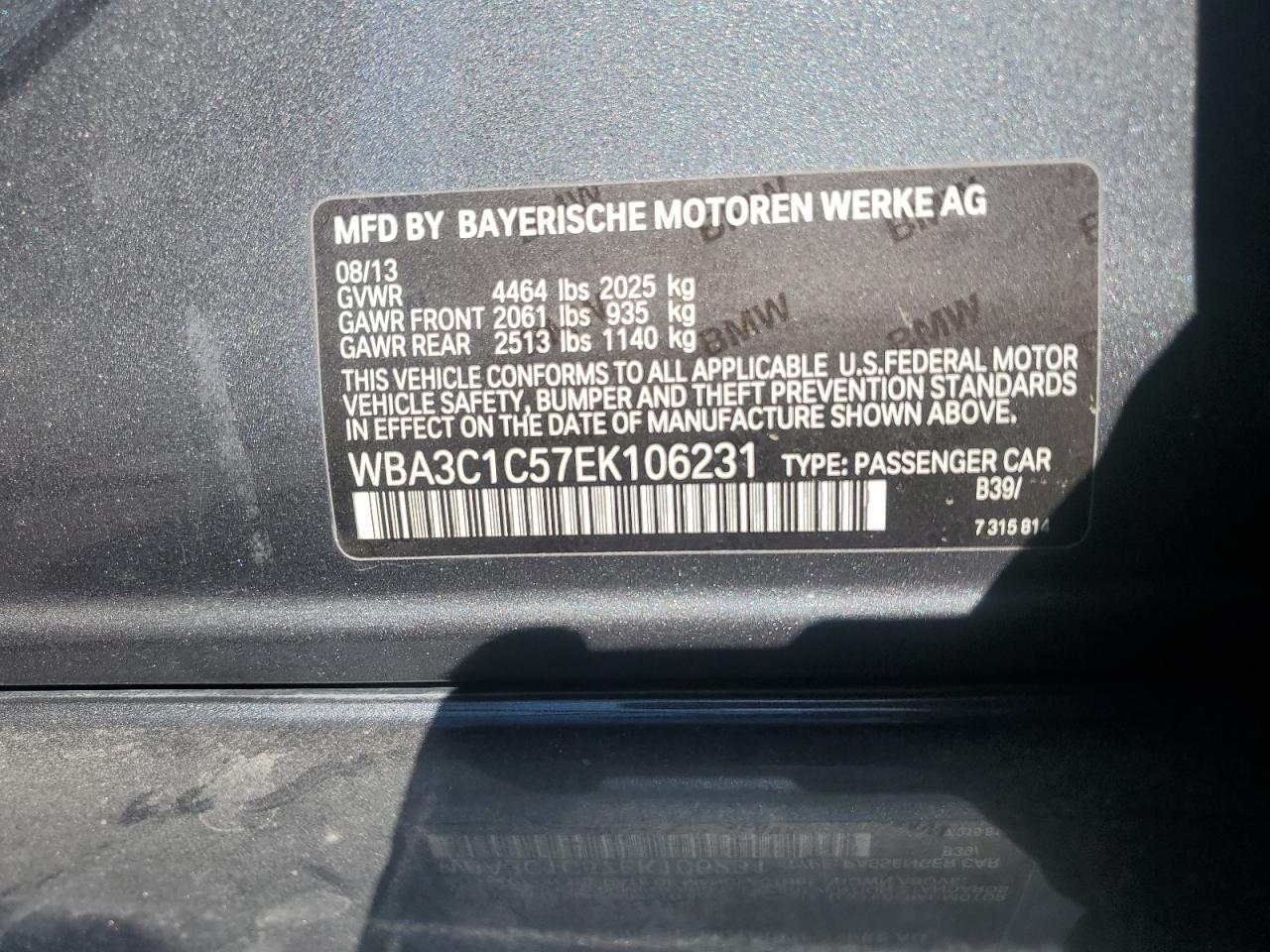 WBA3C1C57EK106231 2014 BMW 328 I Sulev