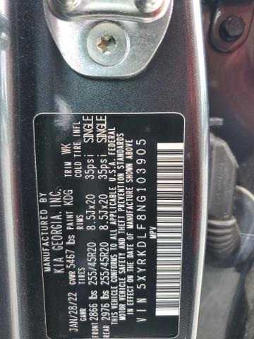 2022 Kia Sorento Sx VIN: 5XYRKDLF8NG103905 Lot: 60594534