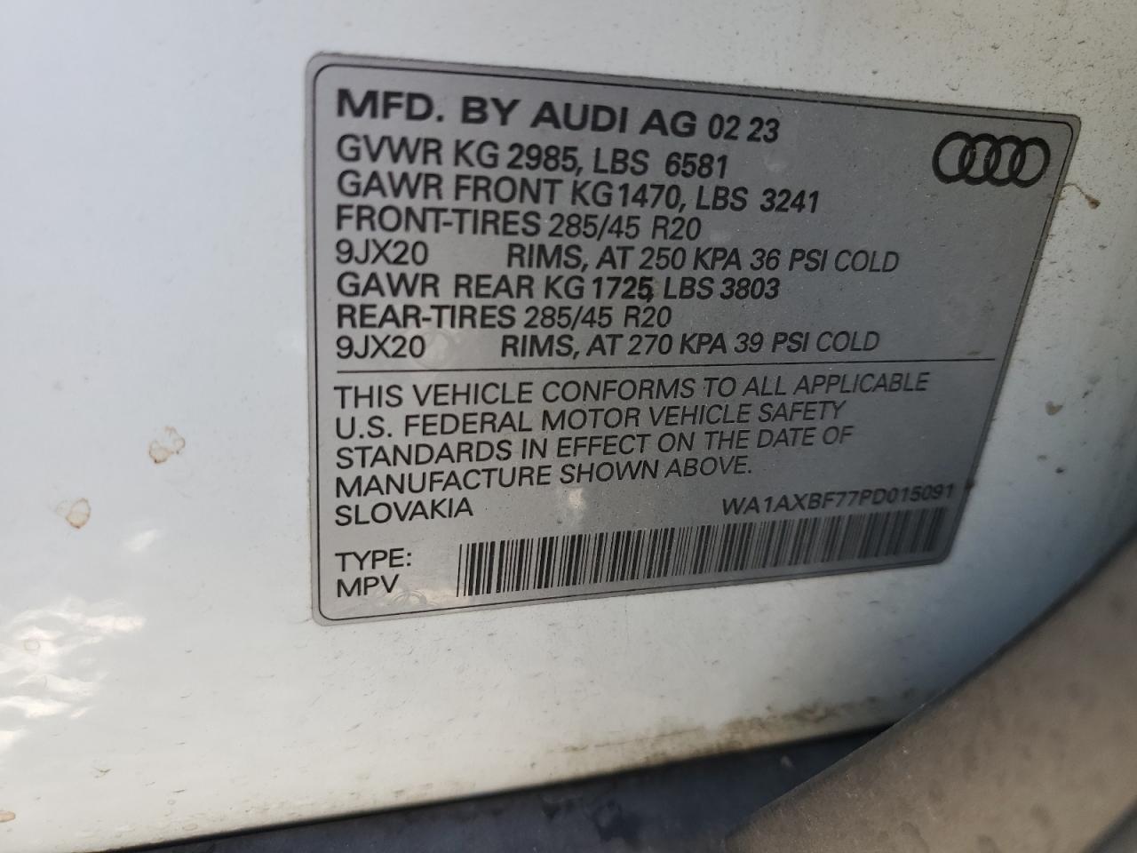 WA1AXBF77PD015091 2023 Audi Q7 Premium