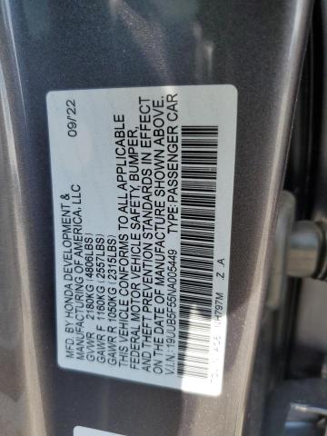 19UUB5F55NA005449 2022 Acura Tlx Tech A