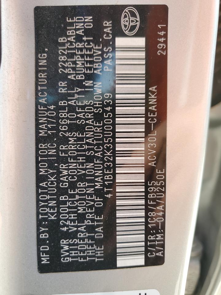 4T1BE32K35U005439 2005 Toyota Camry Le