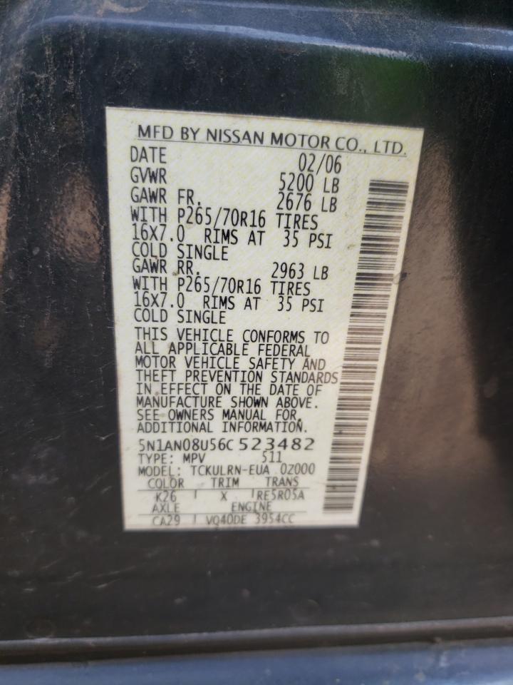 5N1AN08U56C523482 2006 Nissan Xterra Off Road