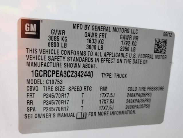 2012 Chevrolet Silverado C1500 VIN: 1GCRCPEA3CZ342440 Lot: 58971374