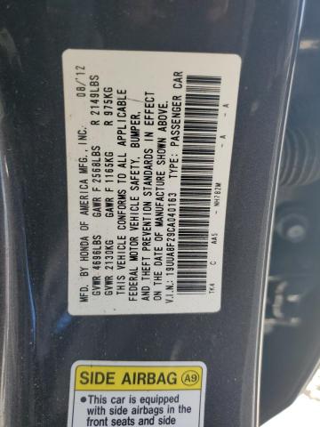 2012 Acura Tl VIN: 19UUA8F29CA040163 Lot: 60169554