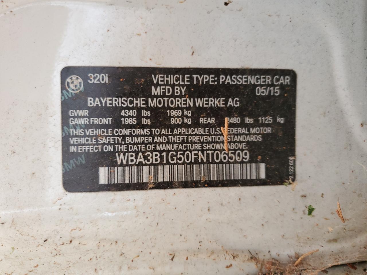 WBA3B1G50FNT06509 2015 BMW 320 I