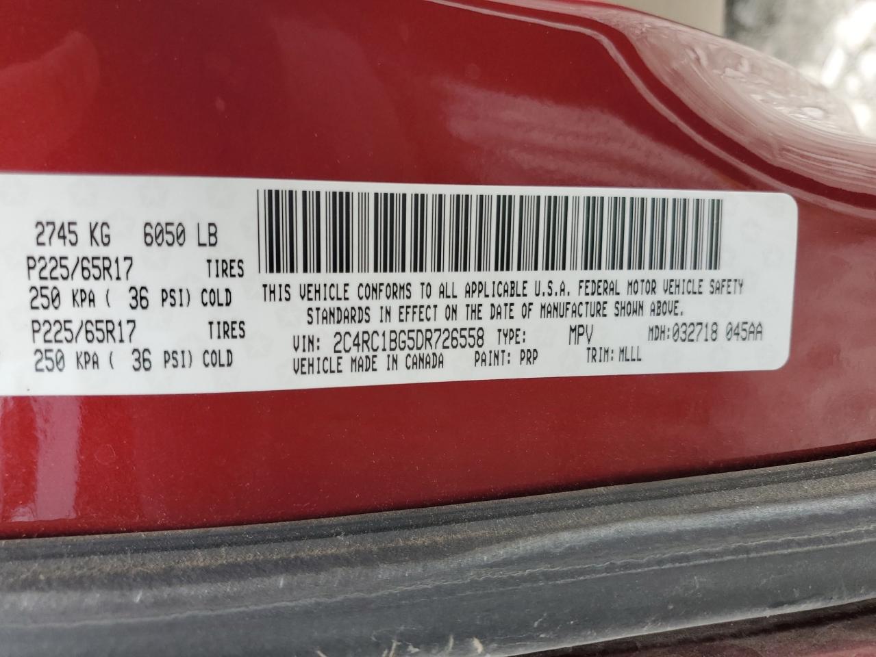 2C4RC1BG5DR726558 2013 Chrysler Town & Country Touring