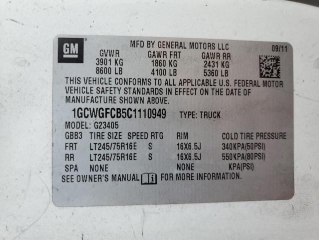 2012 CHEVROLET EXPRESS G2 1GCWGFCB5C1110949  57389874