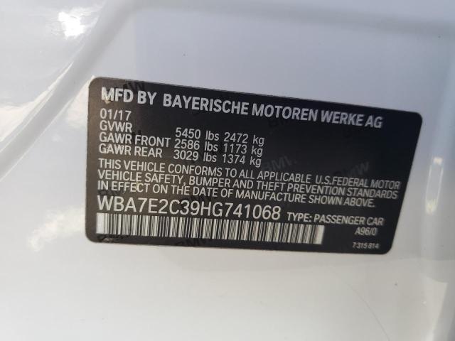 VIN WBA7E2C39HG741068 2017 BMW 7 Series, 740 I no.12