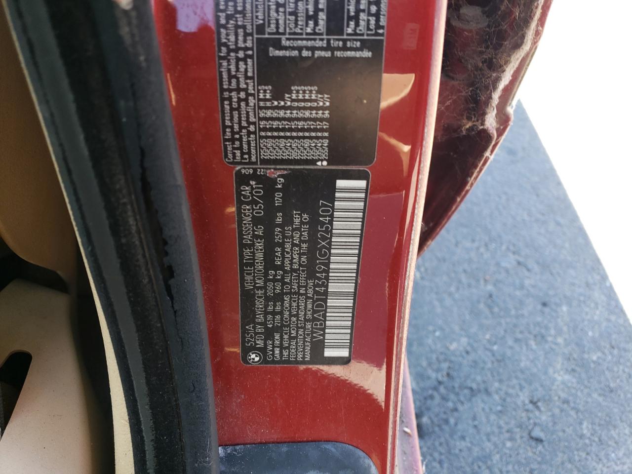 WBADT43491GX25407 2001 BMW 525 I Automatic