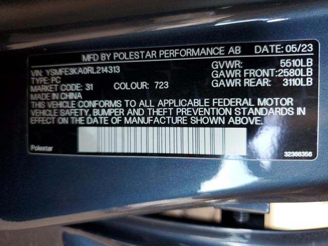 2024 Polestar 2 VIN: YSMFE3KA0RL214313 Lot: 58152364