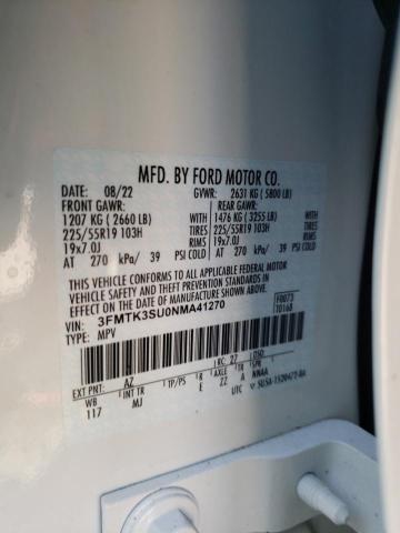 2022 Ford Mustang Mach-E Premium VIN: 3FMTK3SU0NMA41270 Lot: 59854504