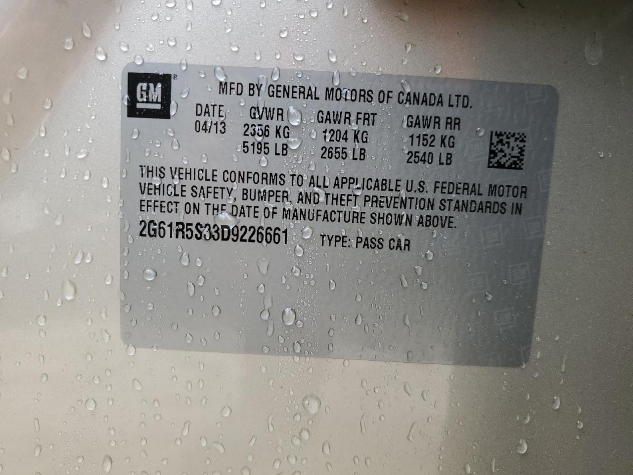 2G61R5S33D9226661 2013 Cadillac Xts Luxury Collection