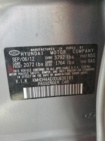 2013 Hyundai Elantra Gls VIN: KMHDH4AE0DU636181 Lot: 60171014