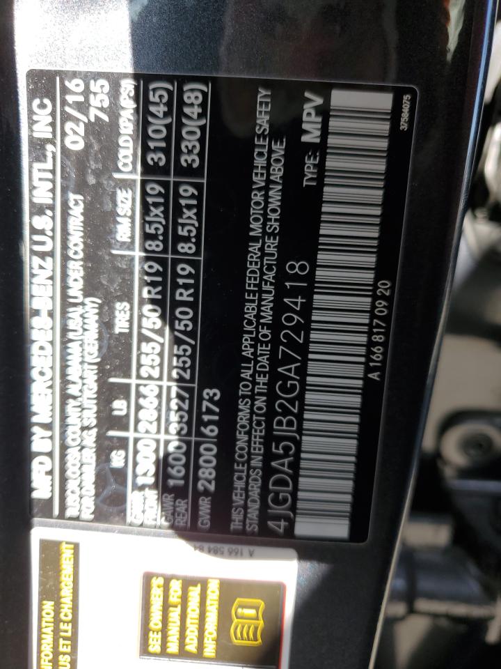 4JGDA5JB2GA729418 2016 Mercedes-Benz Gle 350