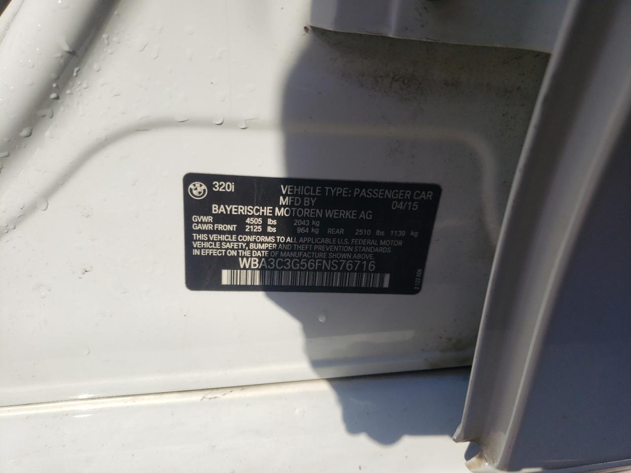WBA3C3G56FNS76716 2015 BMW 320 I xDrive