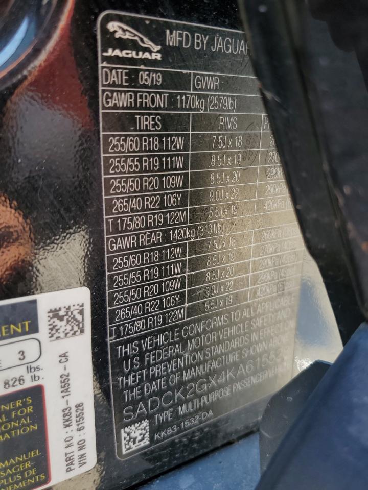 SADCK2GX4KA615528 2019 Jaguar F-Pace Prestige