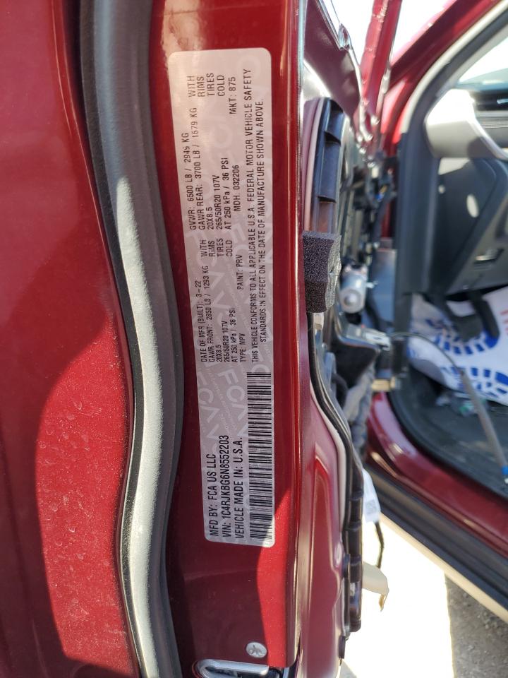 1C4RJKBG6N8552203 2022 Jeep Grand Cherokee L Limited