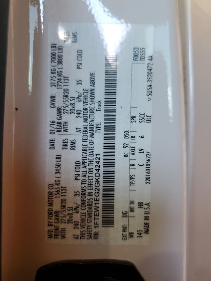 1FTEW1EG2GKD42421 2016 Ford F150 Supercrew