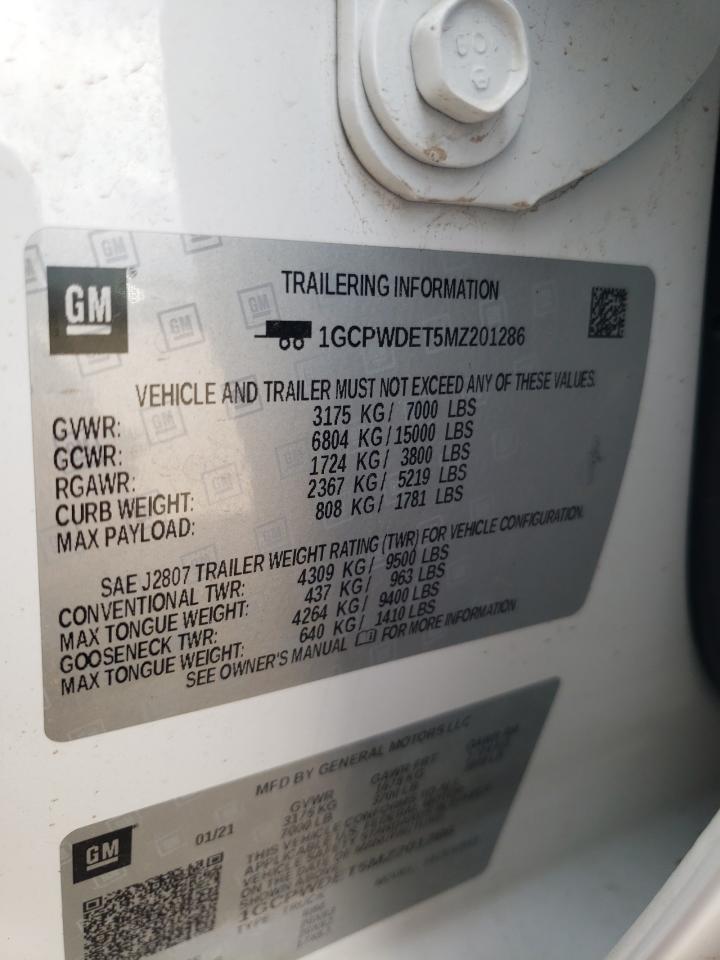 1GCPWDET5MZ201286 2021 Chevrolet Silverado C1500 Rst