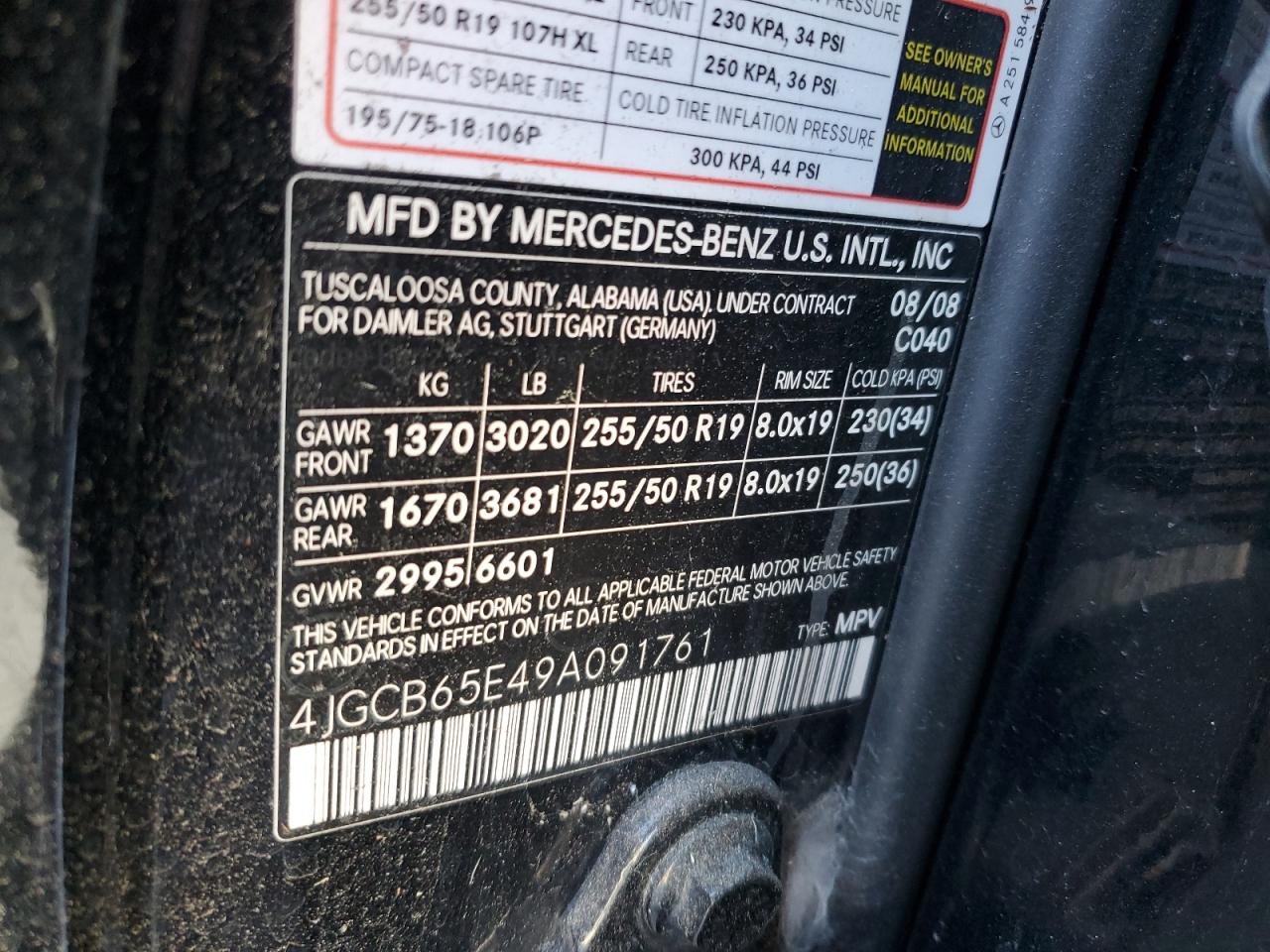 4JGCB65E49A091761 2009 Mercedes-Benz R 350 4Matic