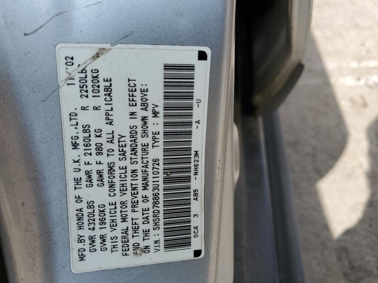 SHSRD78863U110726 2003 Honda Cr-V Ex