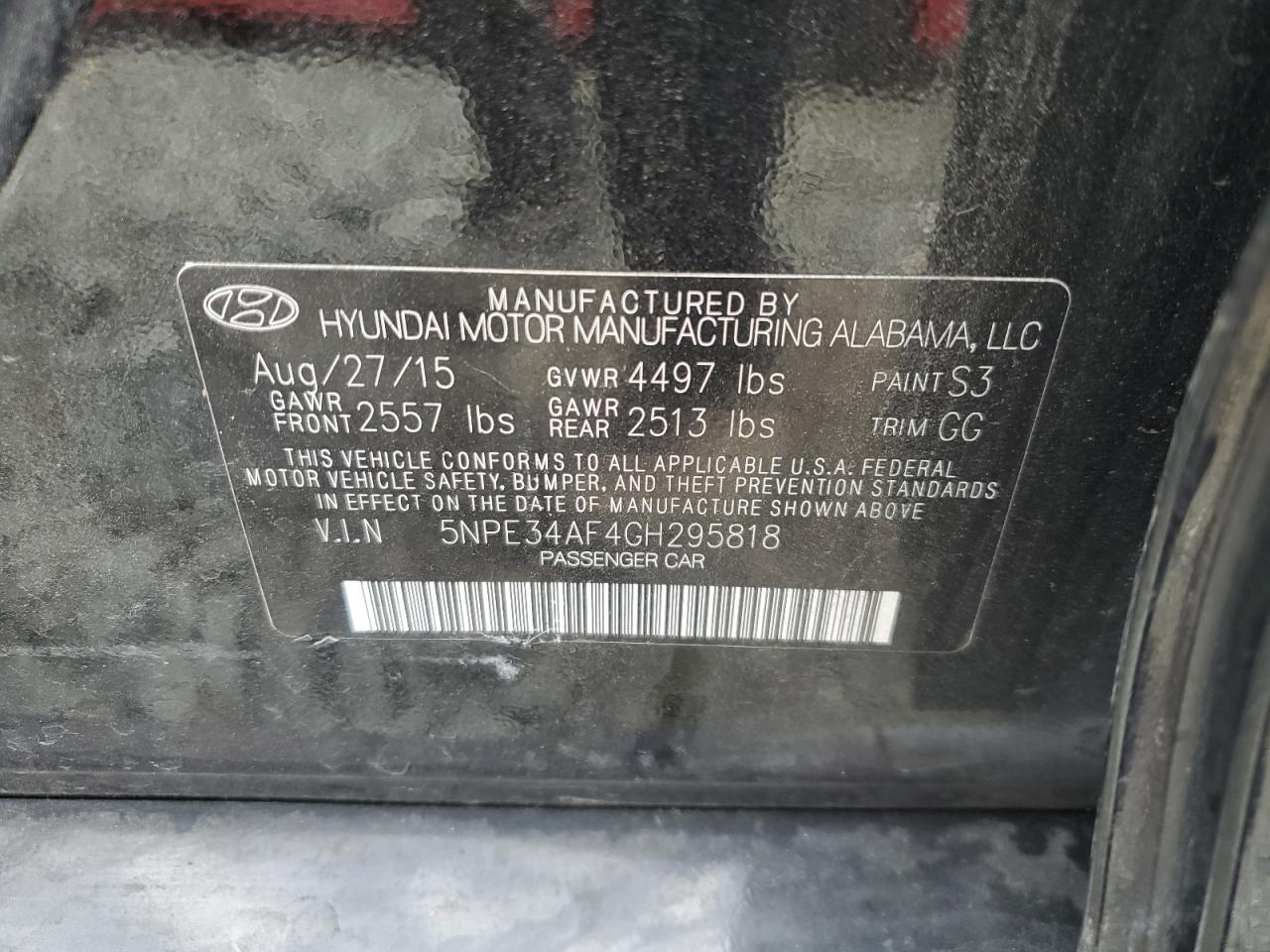 5NPE34AF4GH295818 2016 Hyundai Sonata Sport