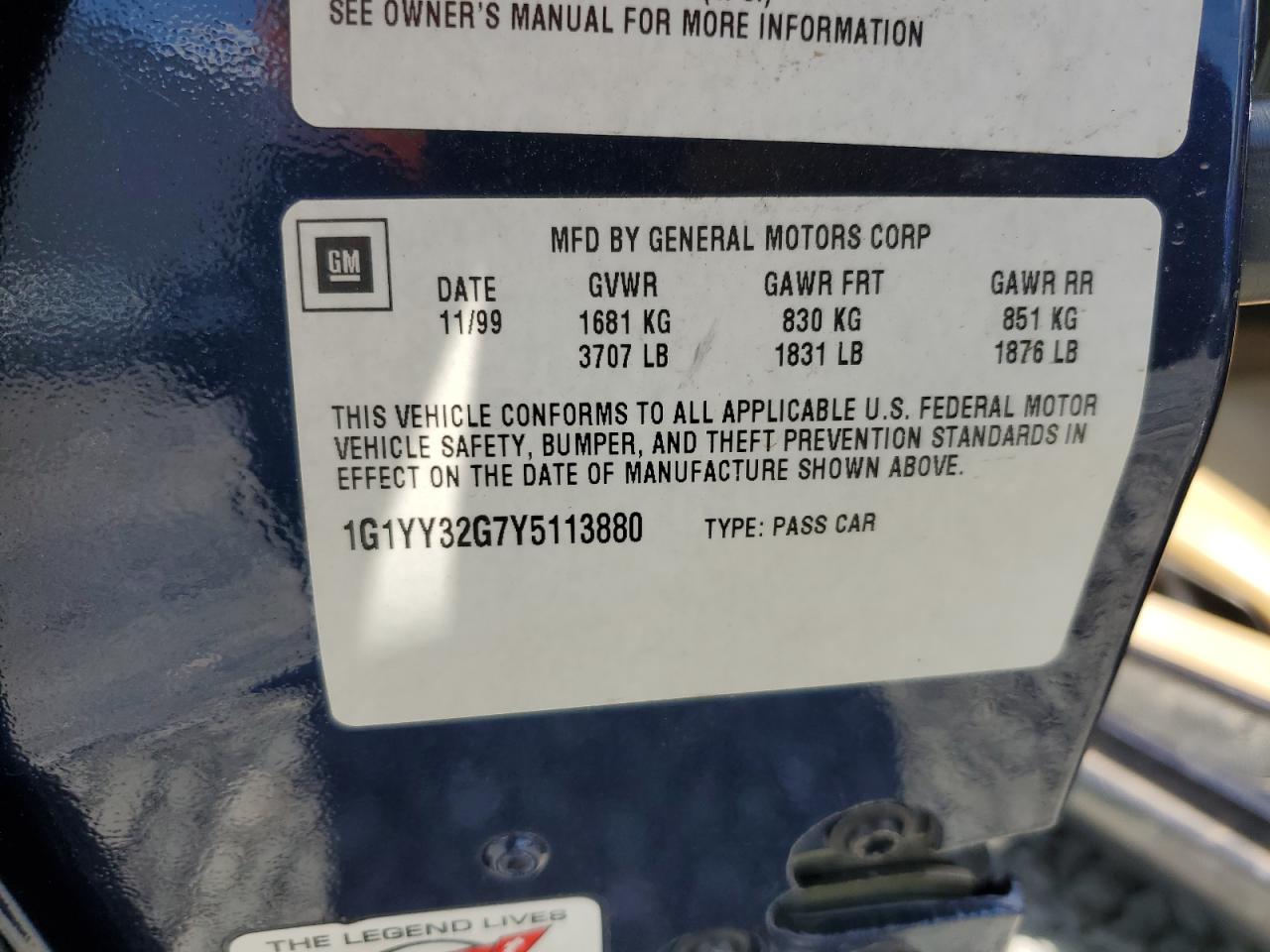 1G1YY32G7Y5113880 2000 Chevrolet Corvette