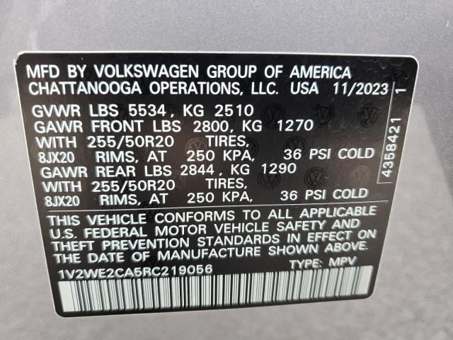 2024 Volkswagen Atlas Cross Sport Se VIN: 1V2WE2CA5RC219056 Lot: 57660454