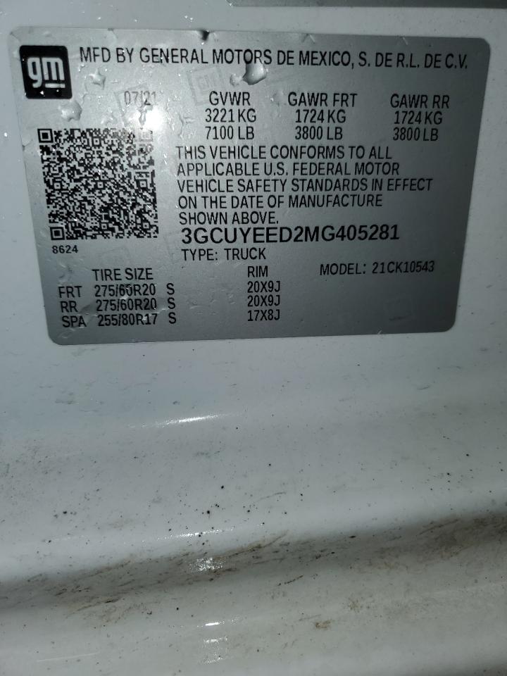 3GCUYEED2MG405281 2021 Chevrolet Silverado K1500 Rst