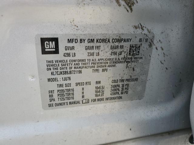 2018 Chevrolet Trax Ls VIN: KL7CJKSB9JB721196 Lot: 57657474