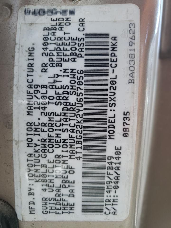 4T1BG22K2YU657056 2000 Toyota Camry Ce