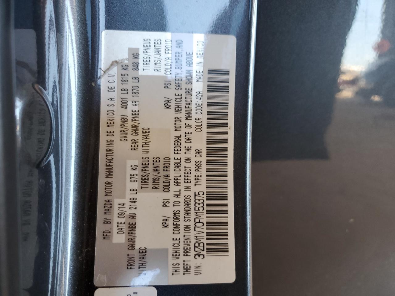 3MZBM1V70FM153375 2015 Mazda 3 Touring