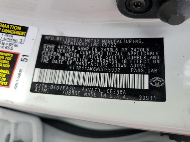 VIN 4T1R11AK6NU055932 2022 Toyota Camry, LE no.12