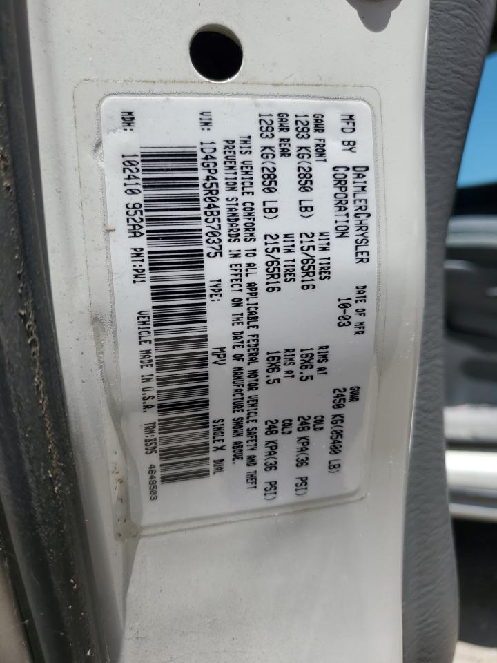 1D4GP45R04B570375 2004 Dodge Caravan Sxt