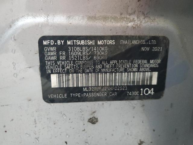 2022 Mitsubishi Mirage G4 Es VIN: ML32FUFJ2NHF02523 Lot: 59965374