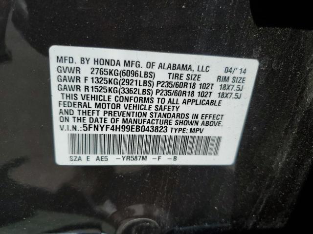 2014 Honda Pilot Touring VIN: 5FNYF4H99EB043823 Lot: 60285364