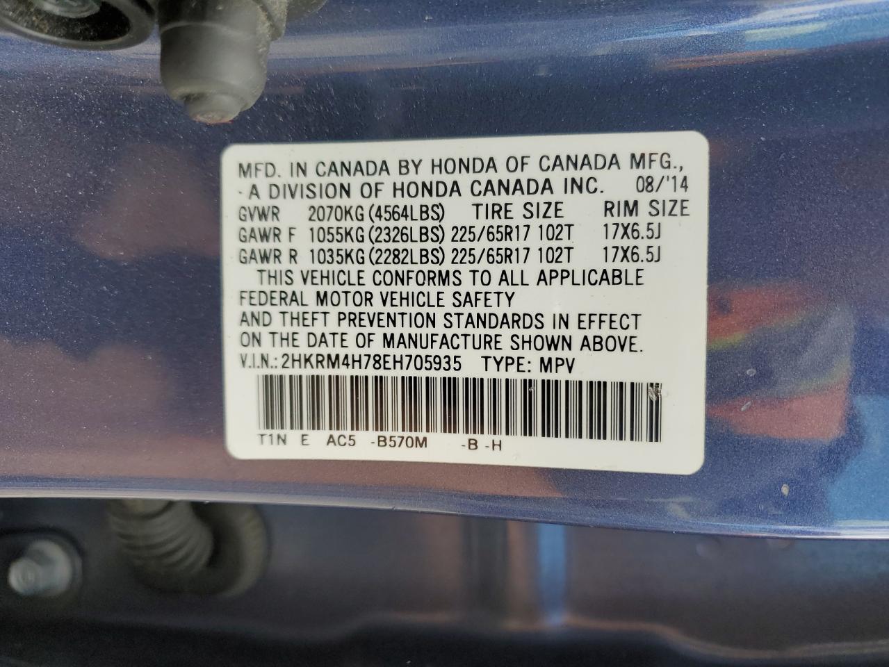 2HKRM4H78EH705935 2014 Honda Cr-V Exl