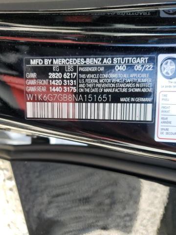 VIN W1K6G7GB8NA151651 2022 MERCEDES-BENZ S-CLASS no.12