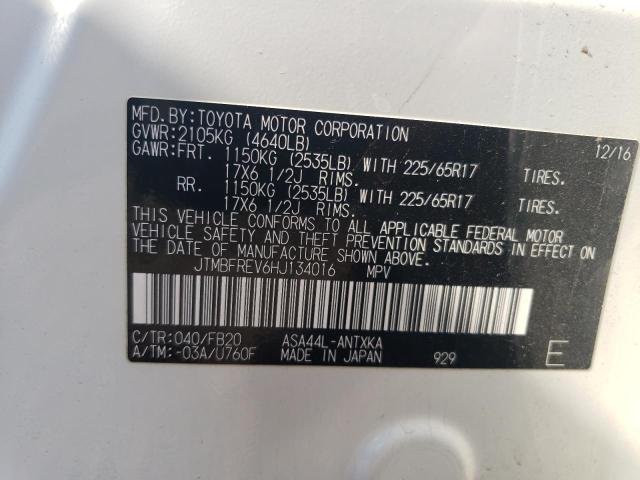 2017 Toyota Rav4 Le VIN: JTMBFREV6HJ134016 Lot: 58594794