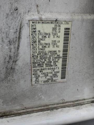 2007 Nissan Pathfinder Le VIN: 5N1AR18U07C604675 Lot: 60449944