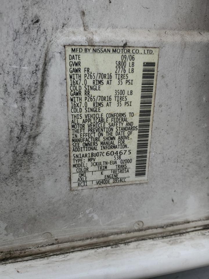 5N1AR18U07C604675 2007 Nissan Pathfinder Le