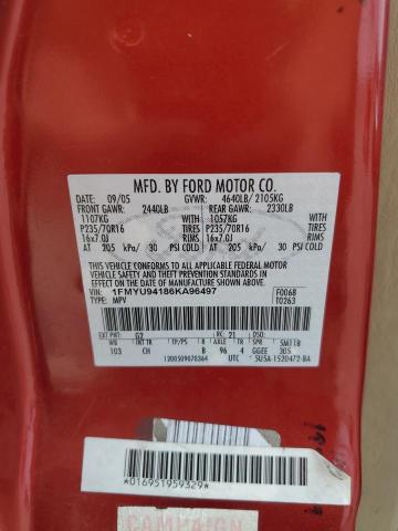 2006 Ford Escape Limited VIN: 1FMYU94186KA96497 Lot: 57445164