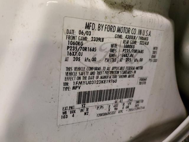 2003 Ford Escape Xlt VIN: 1FMYU03123KE19760 Lot: 58323844