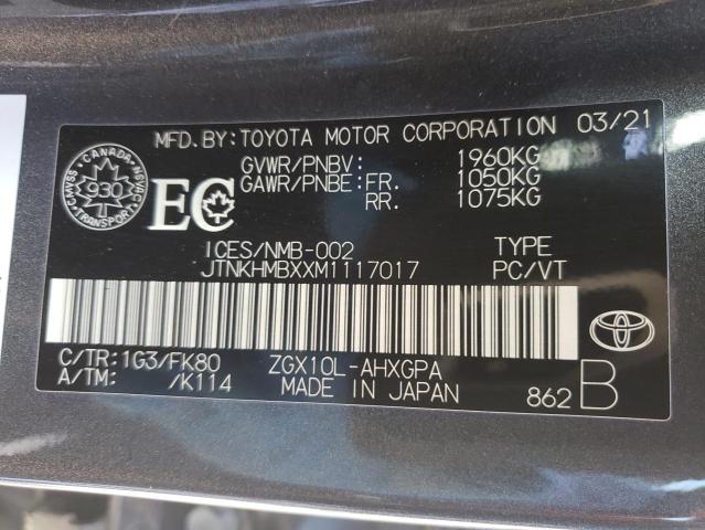 2021 Toyota C-Hr Xle VIN: JTNKHMBXXM1117017 Lot: 59139234