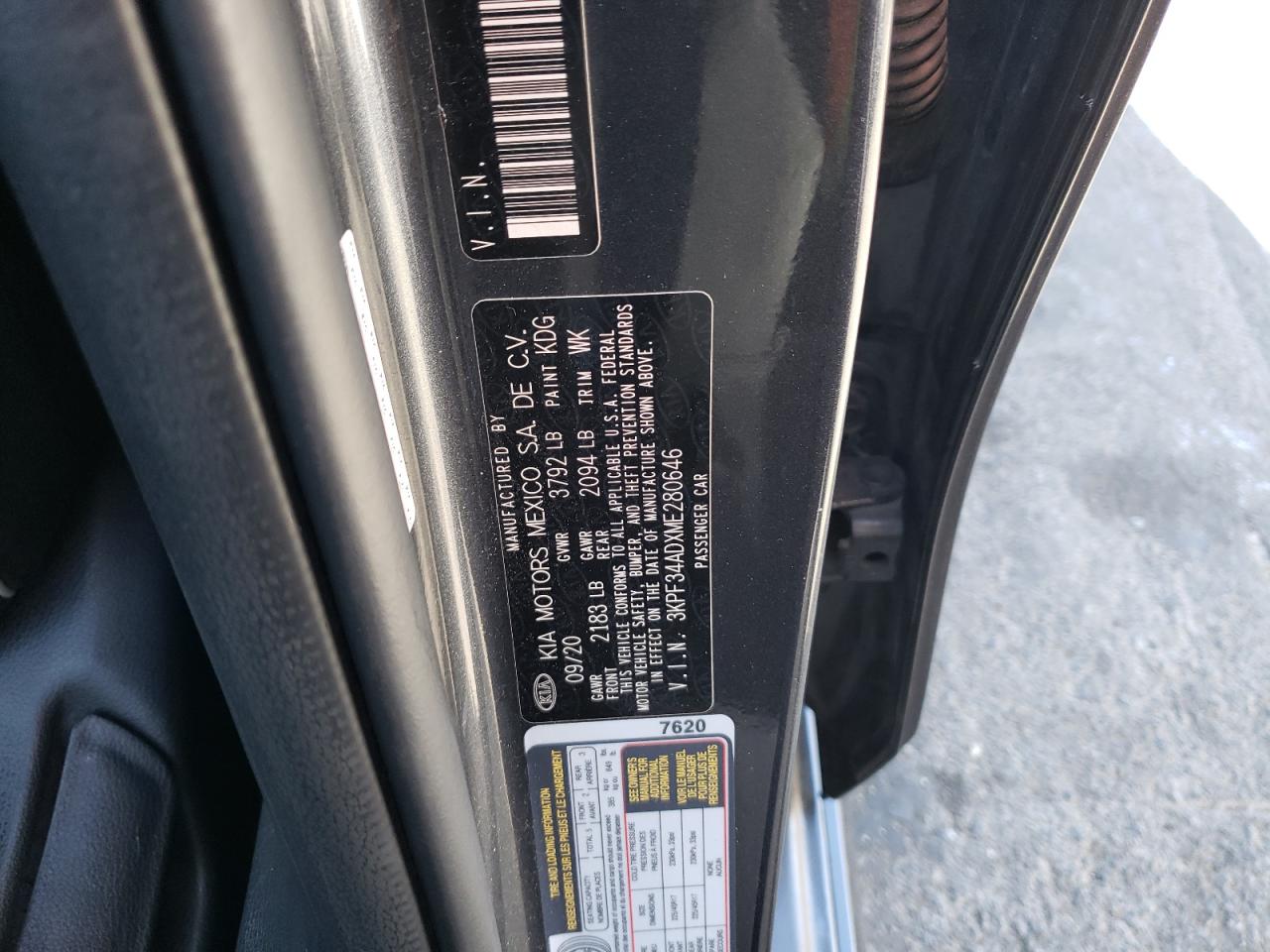 3KPF34ADXME280646 2021 Kia Forte Gt Line