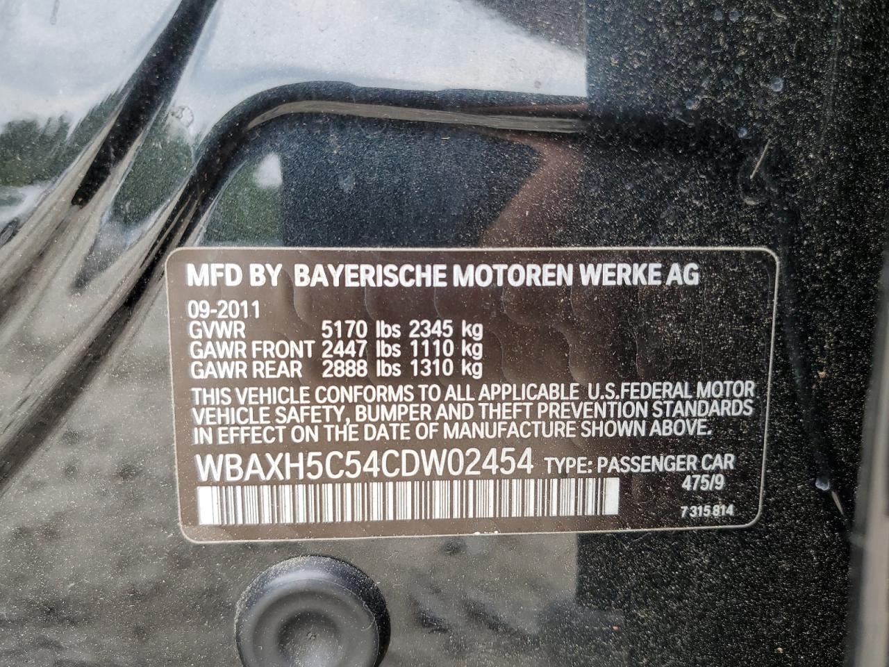 WBAXH5C54CDW02454 2012 BMW 528 Xi