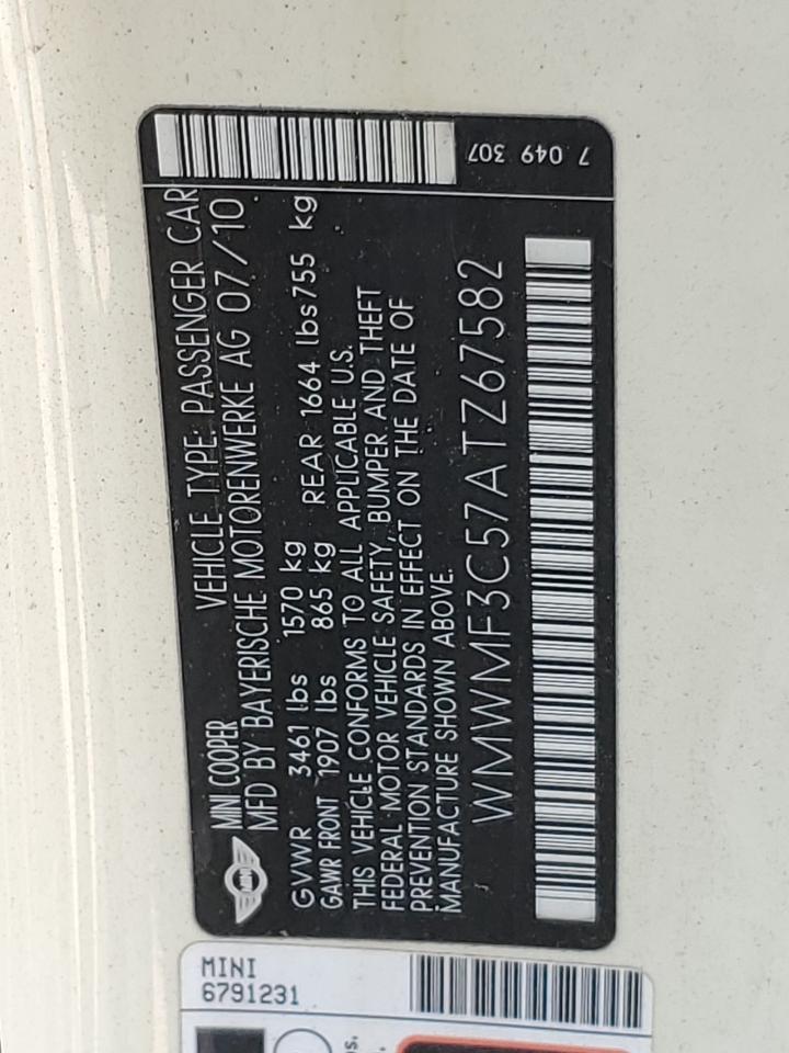 WMWMF3C57ATZ67582 2010 Mini Cooper