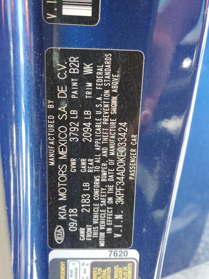 3KPF34AD0KE033424 2019 Kia Forte Gt Line