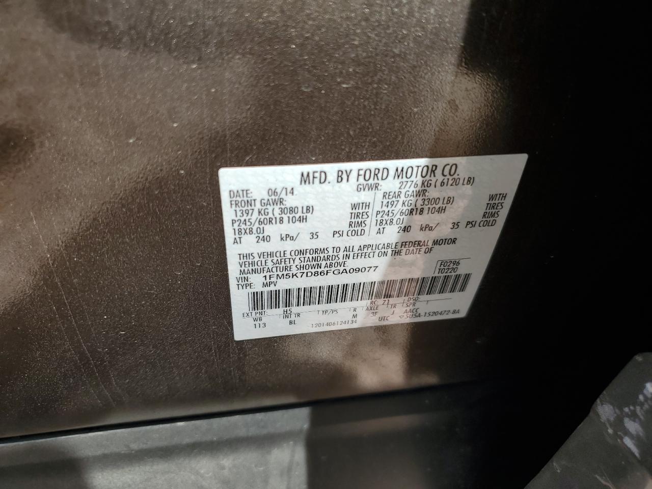 1FM5K7D86FGA09077 2015 Ford Explorer Xlt